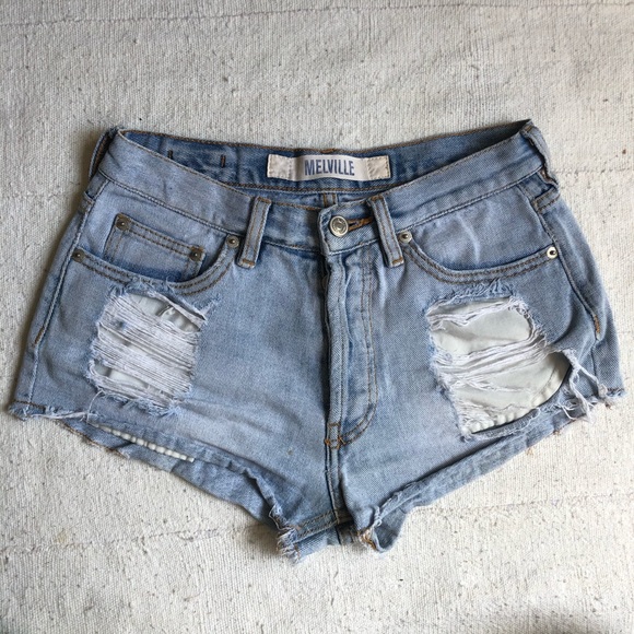 Brandy Melville Pants - Brandy Melville Jean Shorts Destroyed Light sz 24